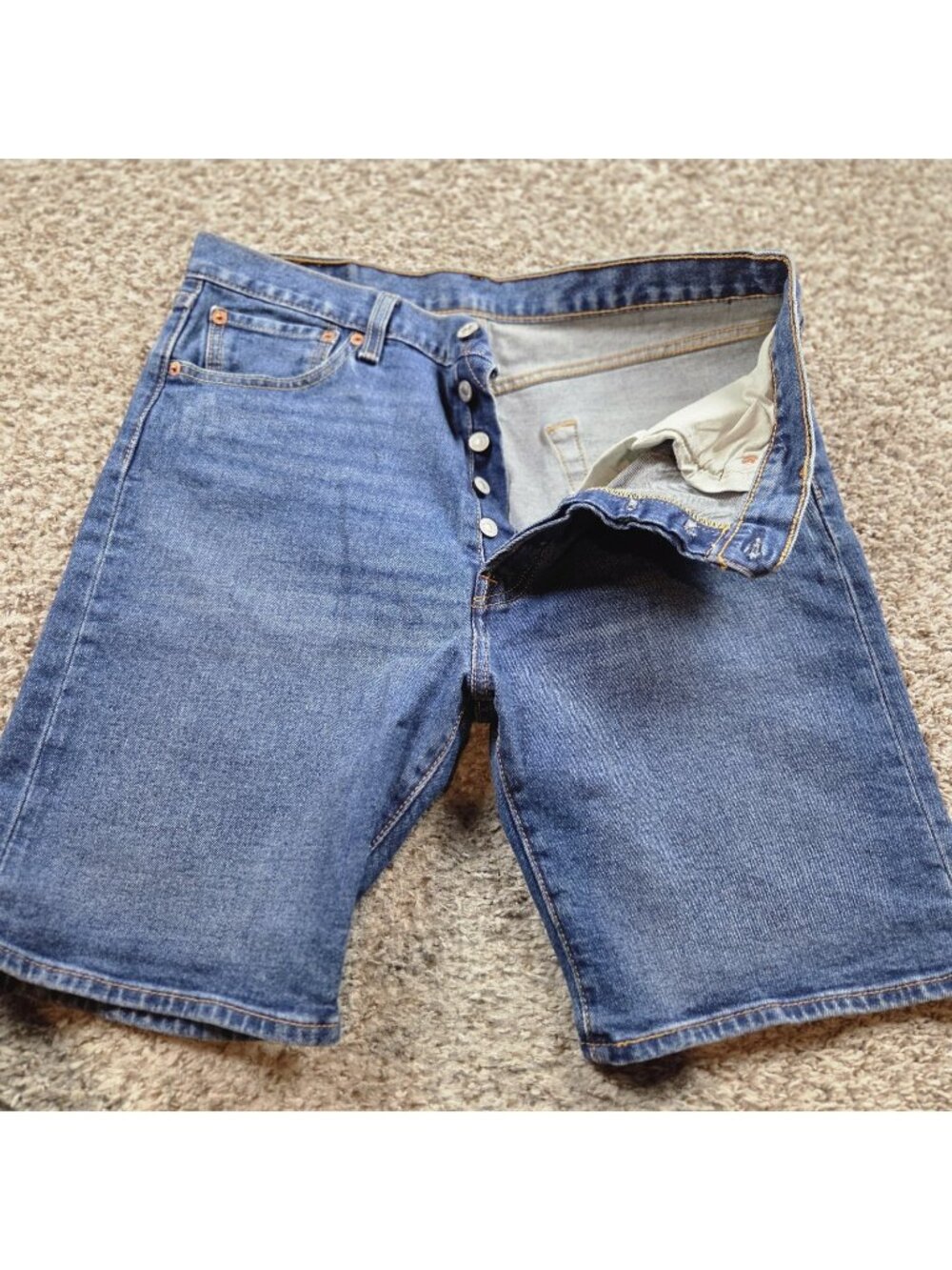 Levis 501 Shorts Mens 34 Blue Denim Button Fly Classic Skater Jorts Dark Wash